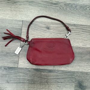 Coach Burgundy Leather Wristlet